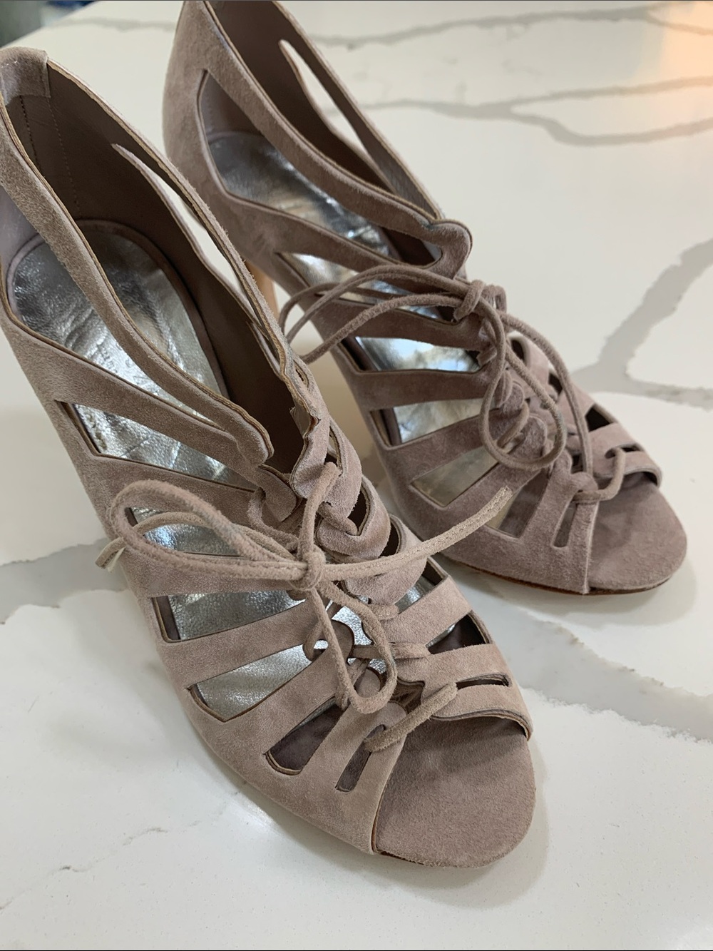 Jigsaw Peep Toe lace up shoe booties.
Size 6.5